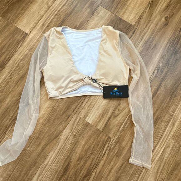 Ree Bees Swimwear Sheer Sleeve Nude Bikini Size M NWT - Picture 6 of 7